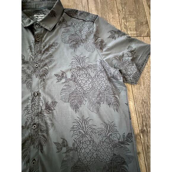 Tommy Bahama Men's Gray & Black Pina Grove Camp Button Down Shirt Size 3XLT - Picture 6 of 10